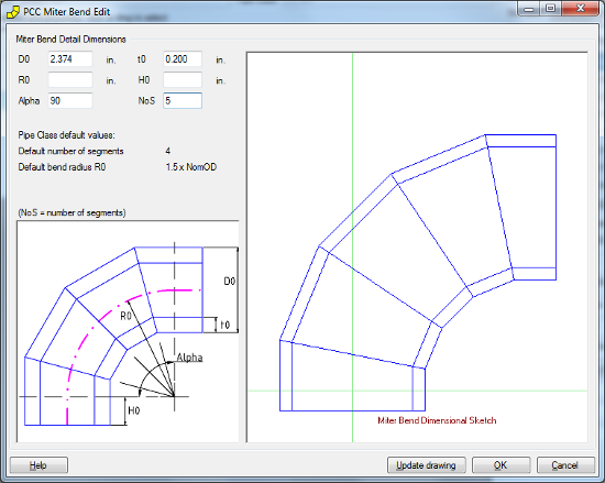 miter bend detail dimensions