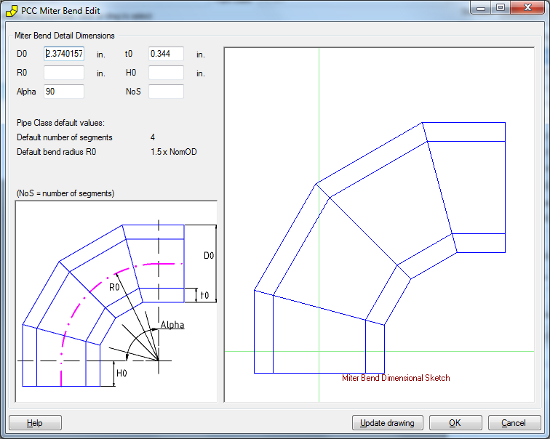 miter bend detail dimensions