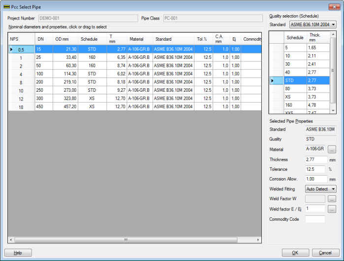 Component Selection Pipe